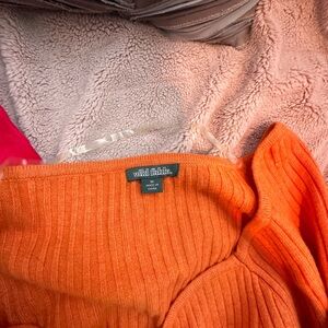 Wild Fable Orange Off-the-Shoulder Sweater